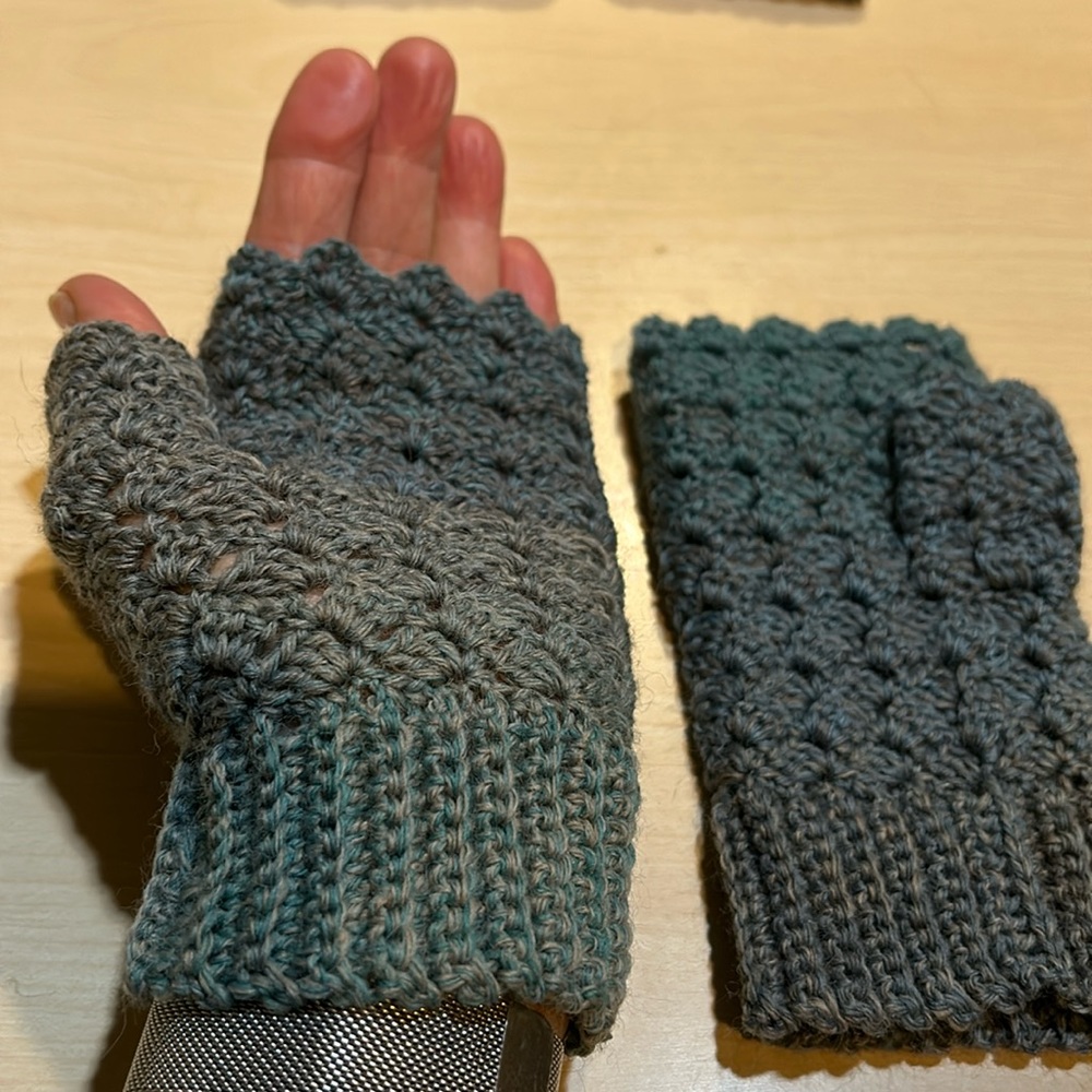Handmade fingerless mittens